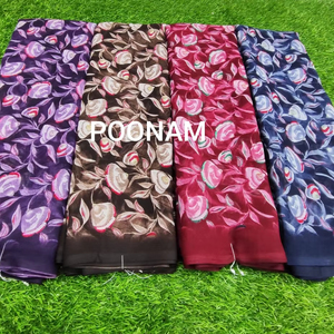 Sari de georgette premium con estampado floral y blusa, ideal para fiestas, ligero, ropa étnica, proveedor mayorista para exportación. - Product Image 6