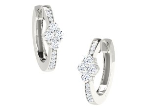 White Gold-Plated Cubic Zirconia Floral Cluster <b>Hoop</b> <b>Earrings</b> for Women Elegant Bridal Wedding Jewelry Handmade Bulk Product - Product Image 3
