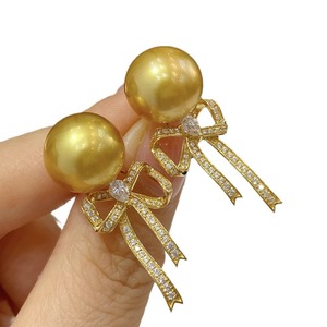 Pendientes de Perlas Fabricadas con Plata de Ley S925 y Oro Natural, Estilo de Lujo Ligero, Caja de Regalo, Venta al por Mayor - Product Image 5