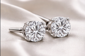 Boucles d'oreilles clous unisexes plaquées or 18 carats au design classique, diamant de laboratoire taille brillant 0,3 ct, certifié IGI, sertissage griffe Sutariya - Product Image 2