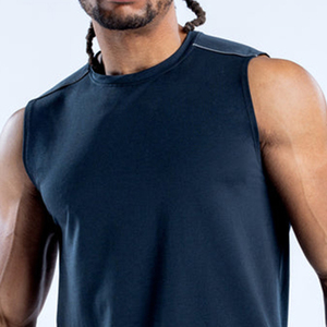 New Men’s Activewear Compression Gym <b>Tops</b> Breathable Quick Dry <b>Reflective</b> Piping Running Tank <b>Top</b> OEM Custom Branding Available - Product Image 2
