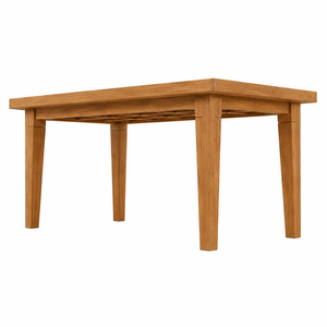 Mesa de Comedor Rectangular Moderna de Madera de Teca Sólida, Diseño Contemporáneo con Patas Cónicas y Rejilla Empotrada, Ecológica e Impermeable, para 10 Personas - Product Image 3