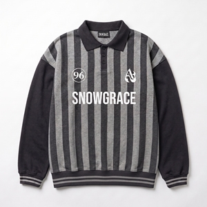 Camiseta de Béisbol a Rayas de Manga Larga Campion Snowgrace con Logotipo Bordado y Pedrería, Cuello Camisero, Corte Regular, Ropa para Adultos - Product Image 1