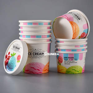 Wholesale Sunkea Custom Printed Double Wall Insulated <b>Ice</b> <b>Cream</b> <b>Cups</b> with Spoons Eco-Friendly Style - Product Image 2