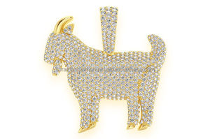 Custom Unique 925 Sterling Silver Yellow <b>Gold</b> Plated Lab Grown Diamond Iced Animal Goat <b>Pendant</b> Classic Hip Hop Bling Rapper's - Product Image 6