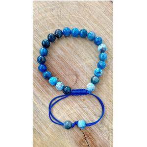 สายรัดข้อมืออะพาไทต์สีน้ำเงินคุณภาพดีที่สุด สายรัดข้อมือคริสตัลอะพาไทต์สีน้ำเงินขนาด 8 มม. คุณภาพ A1 ของแท้ มีจำหน่ายทั่วโลก - Product Image 1