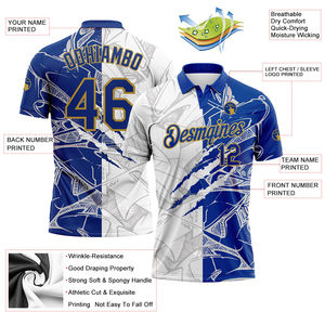 Camisa de Golf Casual para Hombre de Poliéster de Alto Rendimiento, Secado Rápido, con Estampado de Graffiti Personalizado de Alta Calidad, Color Oro Antiguo Real, con Efecto 3D - Product Image 3