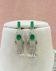 Stunning Best Quality Brass <b>Silver</b> Plated Zircon Stones <b>Necklace</b> and Earring <b>Set</b> Trendy Gift for Wedding Party Wear Women - Product Image 2