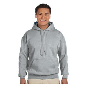 Sweat-shirt à capuche zippé pour homme, décontracté, uni, en molleton épais 100% coton, coupe oversize, avec poche avant et cordon de serrage - Product Image 1