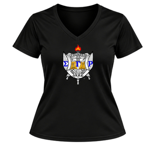 Camiseta Deportiva Personalizada con Cuello en V para Mujer, Sigma Gamma Rho, Letras Griegas, Sororidad, Entrenamiento Atlético, Fitness, Venta al Por Mayor de Ropa Deportiva - Product Image 1