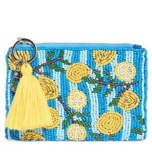 Petite pochette à monnaie élégante en perles de rocaille brodées avec fermeture éclair - Product Image 1