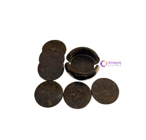 Natural BLACK <b>AGATE</b> Circle <b>Coaster</b> Six Piece Set Gemstone Slice Polished Waterproof Mascot Home Decor AMAYRA CRYSTALS EXPORTS - Product Image 1