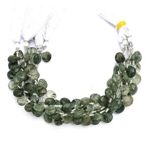 Cuentas de Cuarzo Rutilado Verde AAA al por Mayor, Forma de Corazón, 10mm-12mm |   Cadena de 8 pulgadas |   Piedras Preciosas Sueltas de Rutilo Verde Natural - Product Image 1