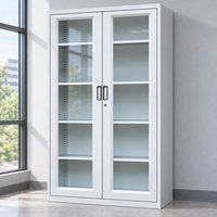 Armoire de classement métallique avec portes vitrées, casier de rangement en acier
