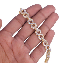 Classic 18K Gold Plated Chain <b>Bracelet</b> With Round <b>Crystal</b> Rhinestones For Women Wedding Jewelry - Product Image 3