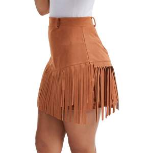 Falda de cuero con cintura elástica de moda urbana en venta, diseño propio personalizado, falda de cuero para mujer - Product Image 1