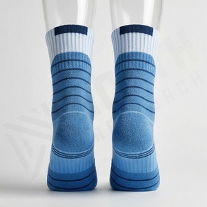 Breathable Ankle Running <b>Socks</b> Striped Blue Polyester Spandex <b>Men</b> Women Athletic Sports Summer Lightweight <b>Compression</b> Support - Product Image 2