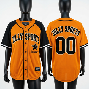 Camiseta de béisbol para mujer, 220 GSM, malla de poliéster, paneles raglán naranja y negro, logotipo personalizado en sarga, camiseta de béisbol de algodón - Product Image 1