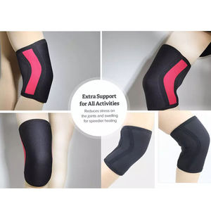Genouillère de compression en néoprène 7 mm avec logo personnalisé, unisexe, noir et rouge, pour la musculation, les squats, la protection pendant les exercices de gym - Product Image 3