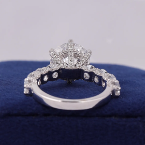 Anillo de compromiso clásico con diamante de talla brillante redondo para mujer, oro blanco, diamantes cultivados en laboratorio con certificación IGI, color D - Product Image 5