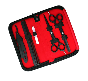 Tijeras de Corte de Pelo Profesionales de Acero Inoxidable de Alta Calidad, Color Negro Dorado, para Barbería, de Ariston International - Product Image 1