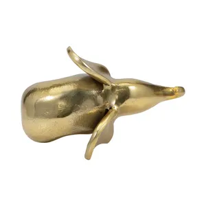 Sculpture en métal artisanale de qualité export, élégant accent décoratif pour villas, appartements, hôtels et complexes hôteliers haut de gamme - Éléphant en laiton doré - Product Image 4