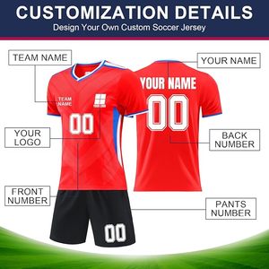Ensemble de maillots de football personnalisés avec nom, numéro et logo pour hommes, jeunes et enfants, uniforme d'entraînement respirant - Product Image 5