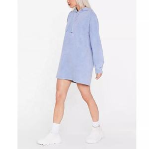 เดรสมีฮู้ดสไตล์ลำลองสำหรับผู้หญิงชุดเดรสผ้าฝ้าย100% มีตำแหน่งโลโก้ด้านหน้า - Product Image 5