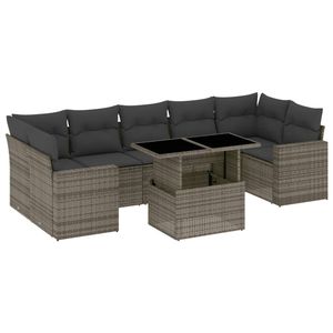 Conjunto de Sofás Modulares Grandes de Ratán PE Gris para Jardín, Muebles de Patio con Diseño Elegante - Product Image 2