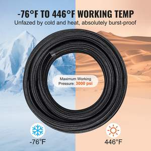 Kit de conduite de carburant 6AN de 25 pieds, 5/16 pouces, nylon, acier inoxydable tressé, PTFE, 15 pièces, adaptateur de raccord pivotant noir pour tuyaux en caoutchouc - Product Image 4