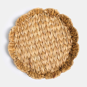 Authentic Water Hyacinth Scalloped Serving Tray Handmade Decorative <b>Table</b> <b>Basket</b> Storage Tray Natural Color Minimalist - Product Image 6