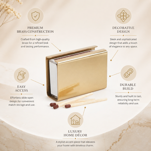 Luxury Brass <b>Matchbox</b> Holder Decorative Metal Match Box Cover Elegant Tabletop Accessory for Home Decor and Candle Lighting Use - Product Image 5