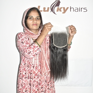 ผมแท้ธรรมชาติจากอินเดียแบบยังไม่ผ่านกระบวนการ  จัดเรียงเกล็ดผม  แบบ HD 6*6 Closure  ผมตรงนุ่มสลวย  แบบลอนลึก  ต่อแบบเทป - Product Image 5