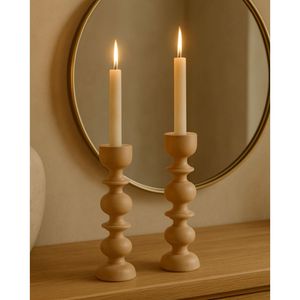 Support à bougie en bois, décoration élégante pour le salon et la table à manger, avec lanterne en bois rustique et porte-bocal - Product Image 2