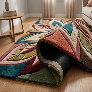Alfombra moderna abstracta de lujo, alfombra hecha a mano con diseño floral de hojas, alfombra botánica colorida para sala de estar, dormitorio, decoración del hogar - Product Image 5