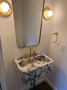 Handmade Vessel Sink Rectangular Calacatta Stone Wash <b>Basin</b> Decor Bathroom Countertop <b>Basin</b> Supplier Manufacturer Export India - Product Image 2