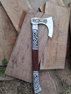 STEEL CRAFT INTERNATIONAL Hand-Forged Carbon Steel Flat Backed Hammer <b>Axe</b> 22" Full Tang Colored Rose Wood Handle DIY Grade ODM - Product Image 5