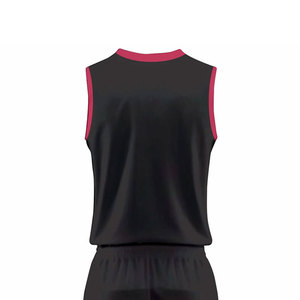 Custom Sublimated Basketball Jersey Set <b>Men</b> <b>Black</b> Red V-Neck Sleeveless Moisture Wicking Athletic Wear All Seasons - Product Image 5