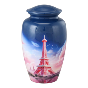 Urna Funeraria de Aluminio para Cenizas Humanas Adultas, con Diseño de Palmeras Nocturnas Azules y Luna Llena, 200 Pulgadas Cúbicas, con Bolsa - Product Image 3