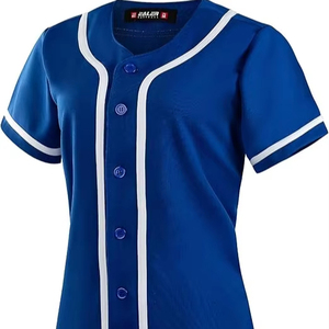 Custom Baseball Jersey Button <b>Down</b> Sports Shirt Quick Dry Fabric - Product Image 1