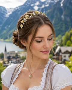 Premium Quality Floral Statement <b>Hairband</b> With Sculpted Rose Design And Crystal Accents Elegant Fashion Accessory For Bridal - Product Image 5
