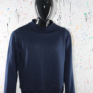 NAVY BLUE <b>Mock</b> <b>Neck</b> Sweatshirt 100% BACK SIDE DESIGN wide <b>neck</b> Sweatshirt Finer Threads - Product Image 1
