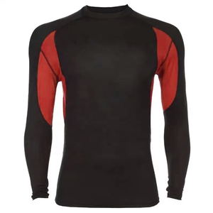 Camiseta de Compresión de Manga Larga para Hombre, para MMA y BJJ, de Secado Rápido, con Bloques de Color Gris y Blanco, Spandex/Nailon 220g, Fusión sin Costuras - Product Image 5