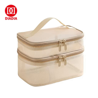 Sac à cosmétiques de voyage en maille de nylon durable pour femmes étui à fermeture éclair de grande capacité usine de haute qualité Style de mode personnalisé