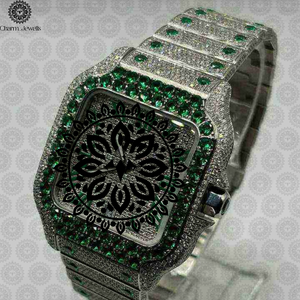 Charm Jewells Luxury Women's Green <b>Diamond</b> <b>Watch</b> Stainless Steel Rectangle Case Sapphire Crystal Quartz Movement Fashion Design - Product Image 2