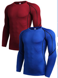 Camiseta Deportiva de Compresión de Manga Larga para Hombre, Color Sólido, Secado Rápido, Corte Ajustado, Cuello Redondo, Tejido de Poliéster - Product Image 1