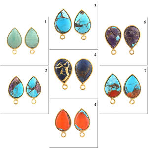 Pendientes de amazonita Natural en forma de pera, hechos a mano, de alta calidad, 1 par de conectores chapados en oro, para hacer joyas - Product Image 2