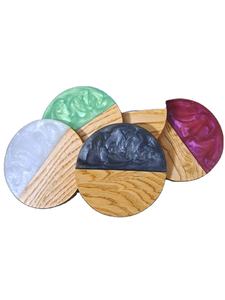 Posavasos de resina epoxi súper hecho a mano, posavasos de ágata de geoda de lujo, copos de oro, flores secas con purpurina, diseño elegante de Ángel - Product Image 5