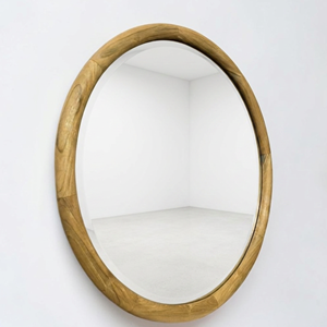 Miroir de salle de bain rond en teck massif, miroir mural pour salle de bain d'hôtel de luxe, fournisseur de décoration personnalisée pour projets de salles de bain - Product Image 4