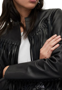 Servicio OEM Personalizado, Chaqueta Larga de Cuero con Flecos para Mujer, Estilo Occidental, Diseño Moderno al por Mayor, Tejido de Gamuza Transpirable - Product Image 4